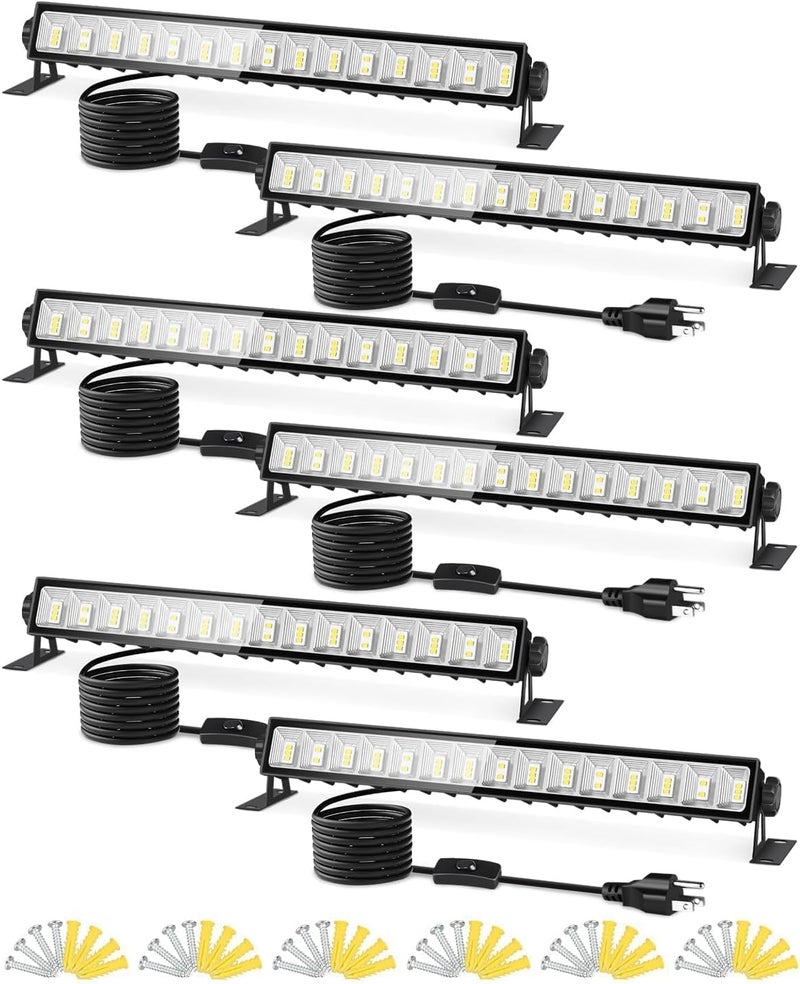 THECHAM IP66 Waterproof 45W LED Shop Lights, 5400LM 6000K Daylight White Garage Light with 6FT Power Cord & Switch, Plug in LED Work Light for Garage, Workshop, Warehouses, Basement, Yard, 6 Pack - Image 1